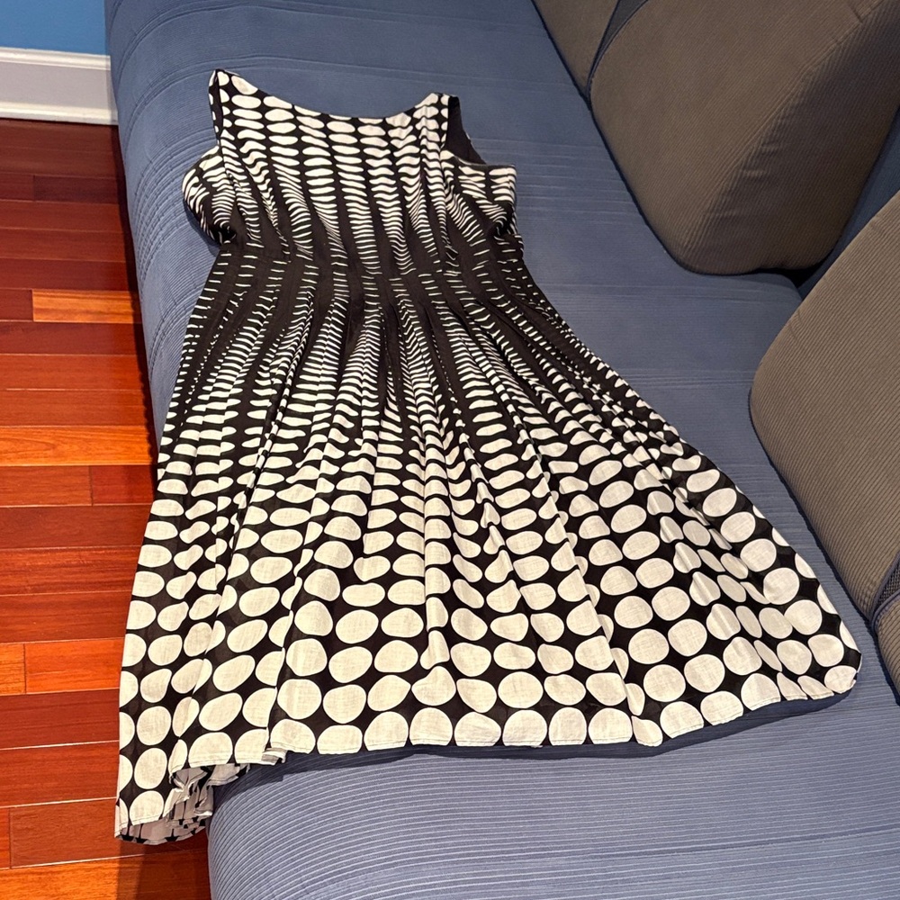 Talbots Black and White Polka Dot Midi Dress